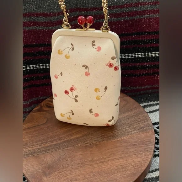 Coach Nora White Leather Cherry Kisslock Frame Crossbody - Picture 4 of 14